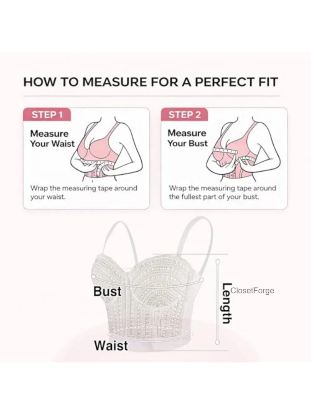 Pearls Beaded Bustier Crop Top Corset Bra White